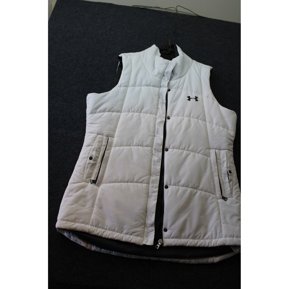 Under Armour Womens White Puffer Vest Semi-Fitted Quilted Full Zip Large